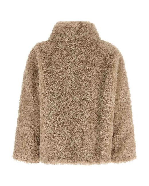 Herno Brown Curled Shearling Effect Coat
