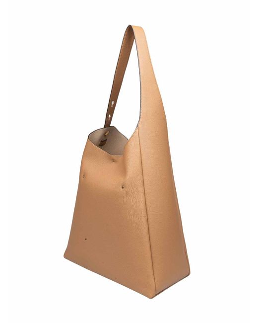 Tory Burch Natural Romy Hobo Bag Made Of Soft Hammered Leather