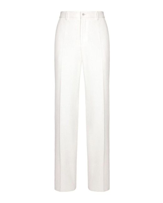 Dolce & Gabbana White Straight Leg Trousers for men