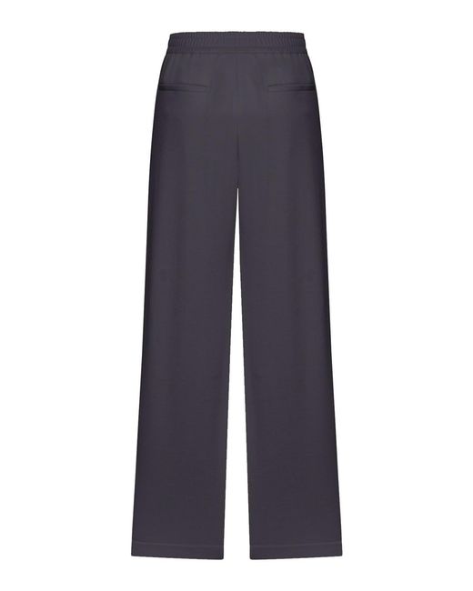 Brunello Cucinelli Blue Wide Leg Trousers With Drawstring