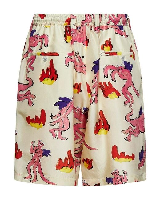 Marni White All Over Graphic Shorts for men