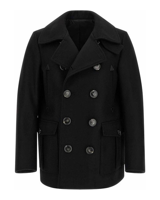DSquared² Black Double-Breasted Coat for men