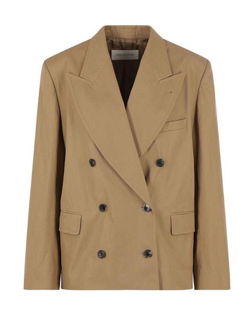 Dries Van Noten Natural Bosea Double-Breasted Twill Jacket