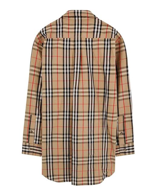 Burberry Natural Cotton Shirt With Check Print