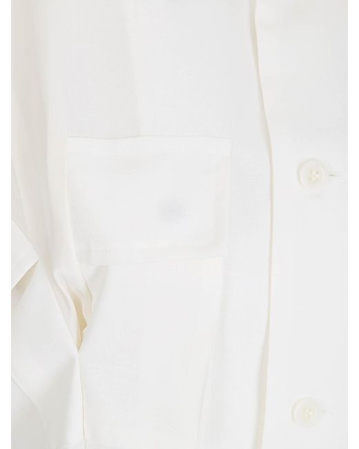 Sacai White Wool Suiting Dress