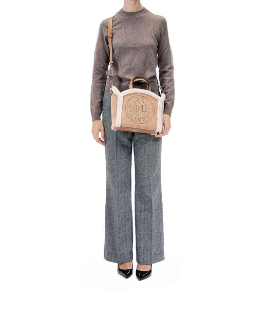 Karl Lagerfeld Brown K/Circle Small Tote Shearling