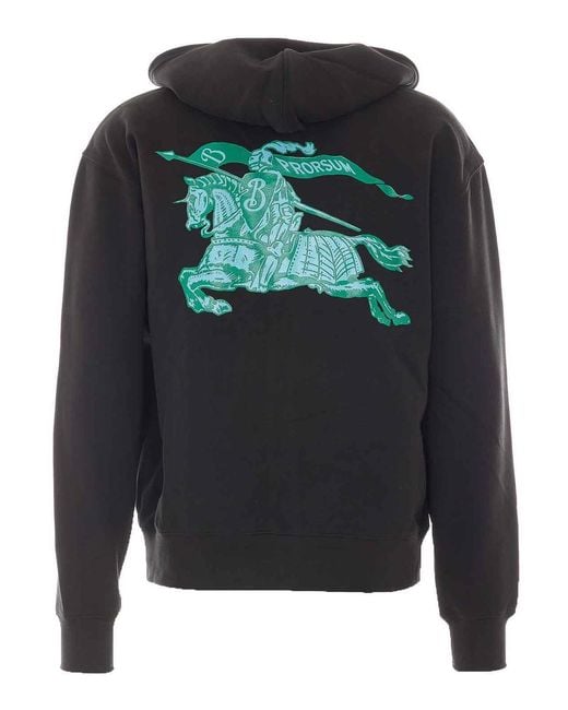 Burberry Black Hoodie With Zip Closure for men