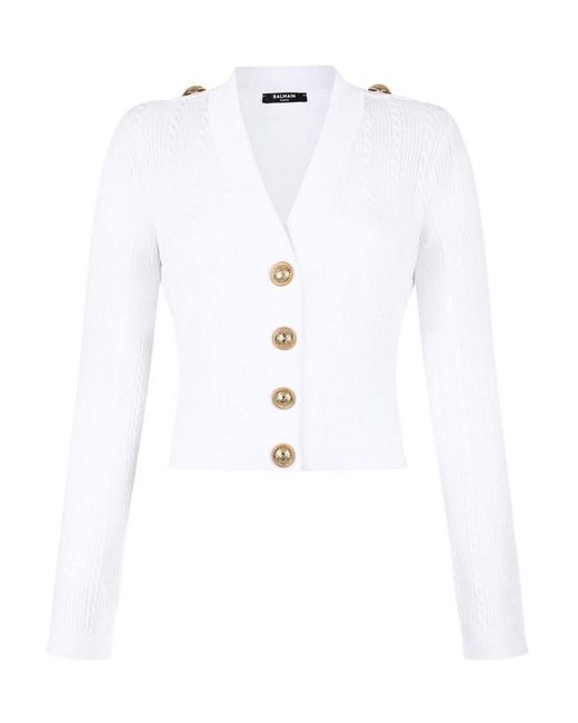 Balmain White V-Necked Cardigan