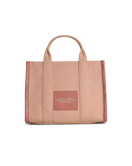 Marc Jacobs Pink Embroidered Logo Lettering Cotton Tote Bag