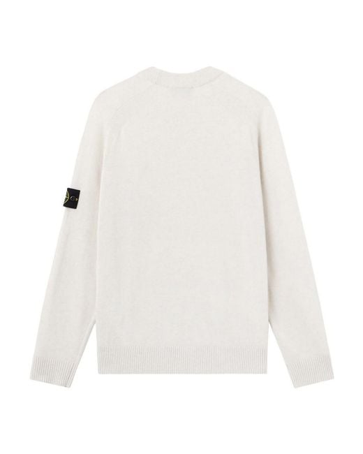 Stone Island White Certified Virgin Wool Cardigan for men