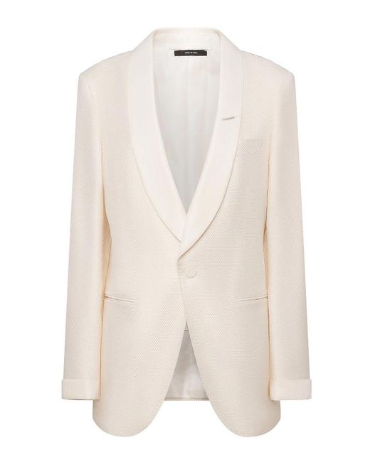 Tom Ford White Single-Breasted Viscose Blend Blazer for men