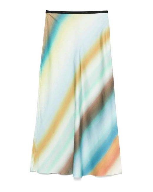 Paul Smith Blue Watercolour-Effect Midi Skirt