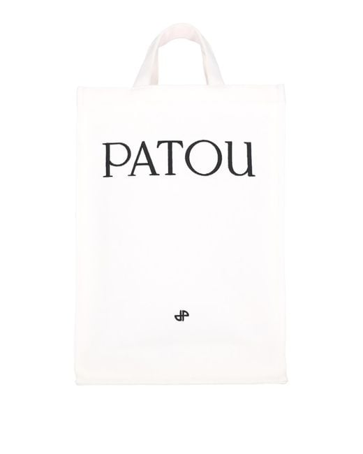 Patou White Logo Vertical Tote Bag