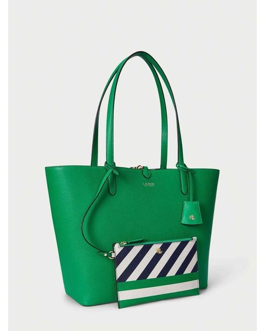 Ralph Lauren Green Rvrsble Tote-Tote-Medium-Faux Pebble Grain