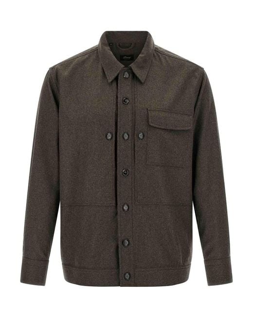 Brioni Gray Wool Cloth Overshirt for men