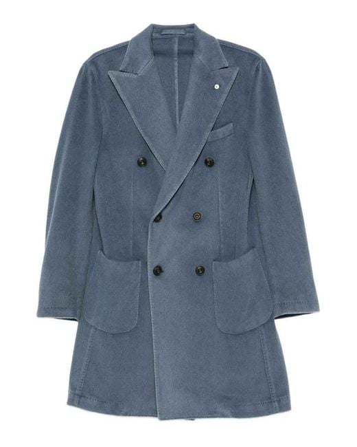 L.b.m. 1911 Blue Wool&Cashmere Coat for men