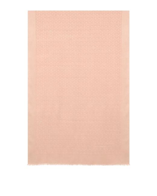 Ferragamo Pink Gancini Silk And Wool Stole