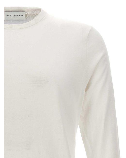 Ballantyne White Cotton Sweater for men