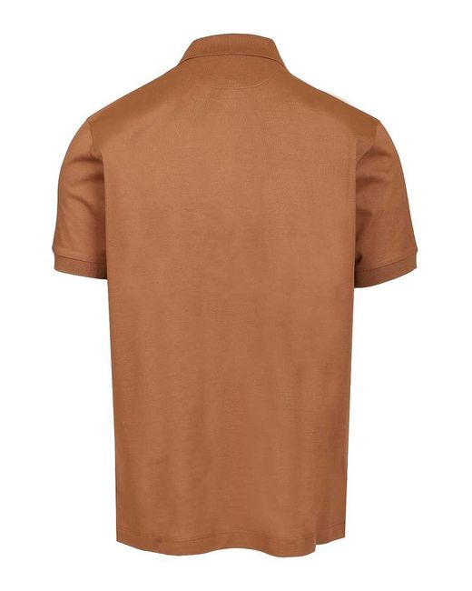 Paul Smith Brown Polo Shirt With Striped Trim for men