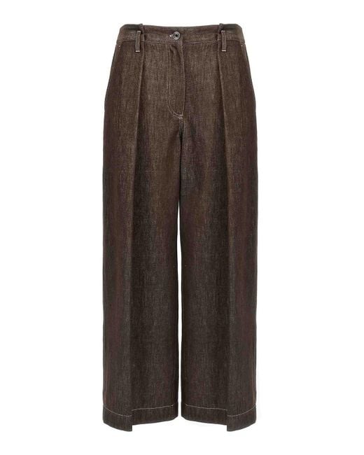 Brunello Cucinelli Brown A-Line Pleated Pants