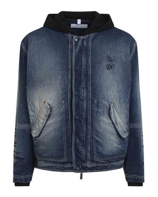 Off-White c/o Virgil Abloh Blue Off Cherry Fleece Jacket for men