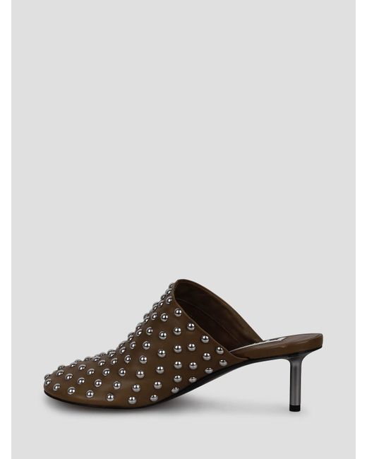 Jil Sander Brown Stud-Embellished Mules
