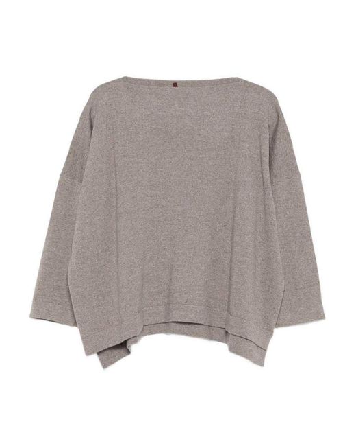 Daniela Gregis Gray Wool Boat-Neck Sweater