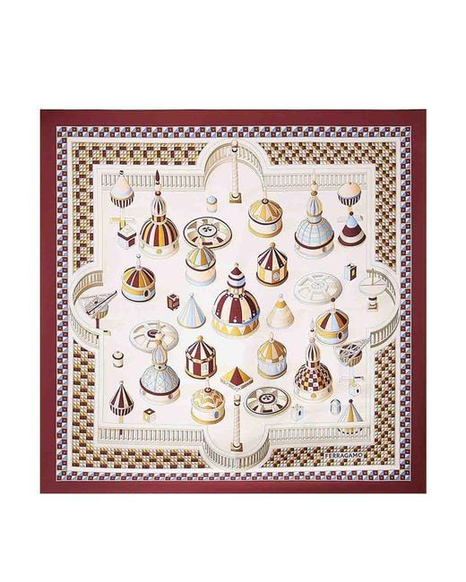 Ferragamo Metallic Printed Silk Scarf