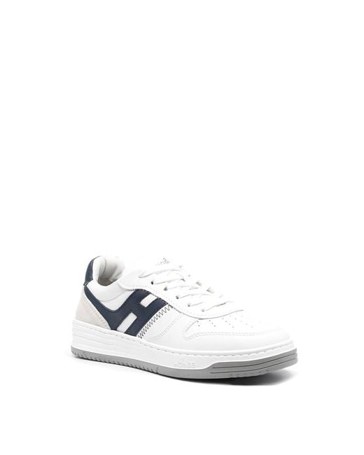 Hogan White Logo-Patch Low-Top Sneakers for men