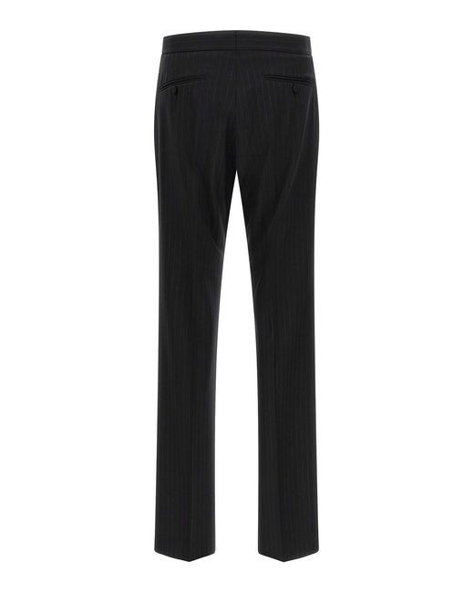 Tom Ford Black Pinstriped Double-Breasted Dress for men