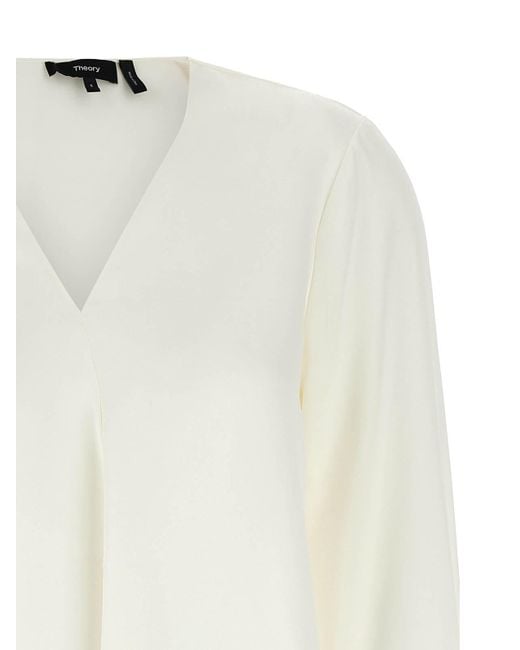 Theory White Silk Blouse