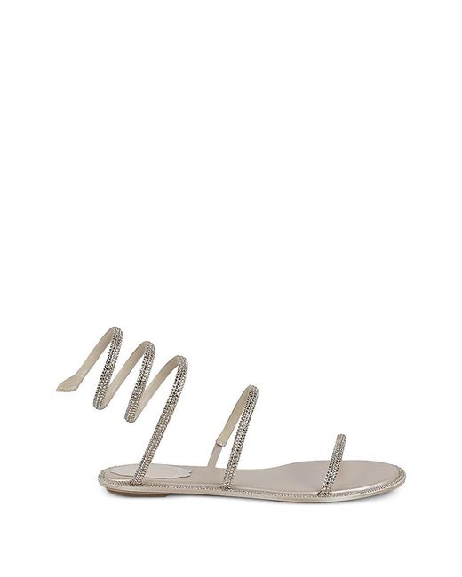 Rene Caovilla White Cleo Flat Sandals