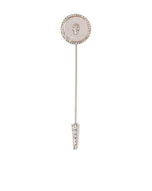 McQueen White Sovereign Skull Pin Brooch for men