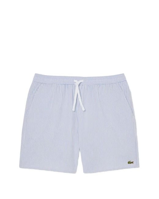 Lacoste Blue Striped Drawstring Swim Shorts for men