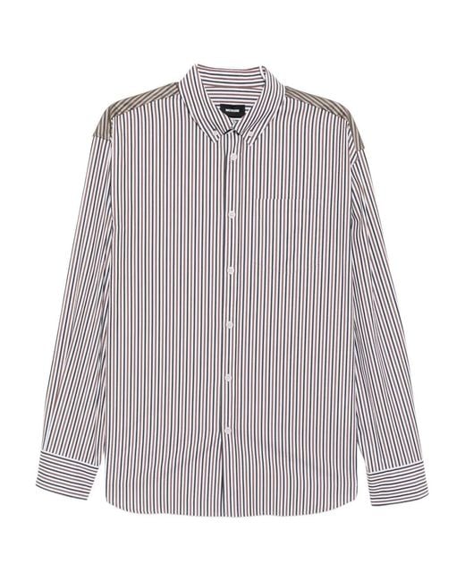 we11done Gray Striped Button-Down Shirt for men