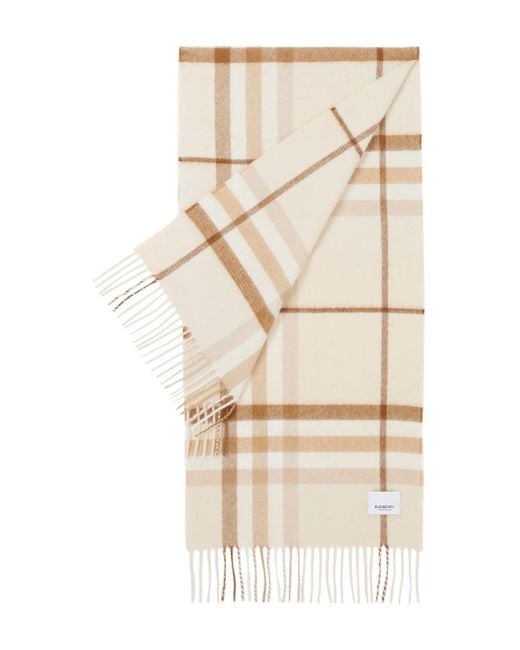 Burberry Natural Check-pattern Cashmere Scarf for men