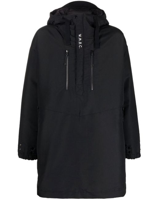 White Mountaineering Black Half Zip-Up Padded Coat for men