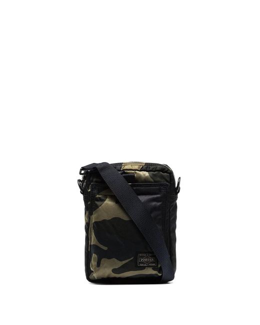 Porter-Yoshida and Co Black Vertical Camouflage-Print Shoulder Bag for men