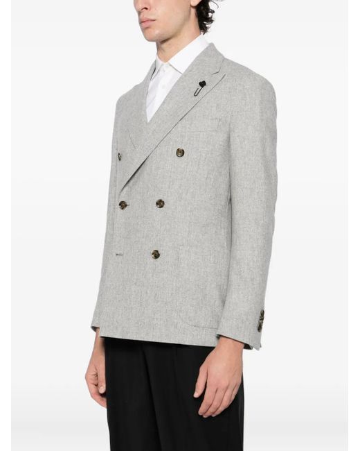 Lardini Gray Double-Breasted Blazer for men