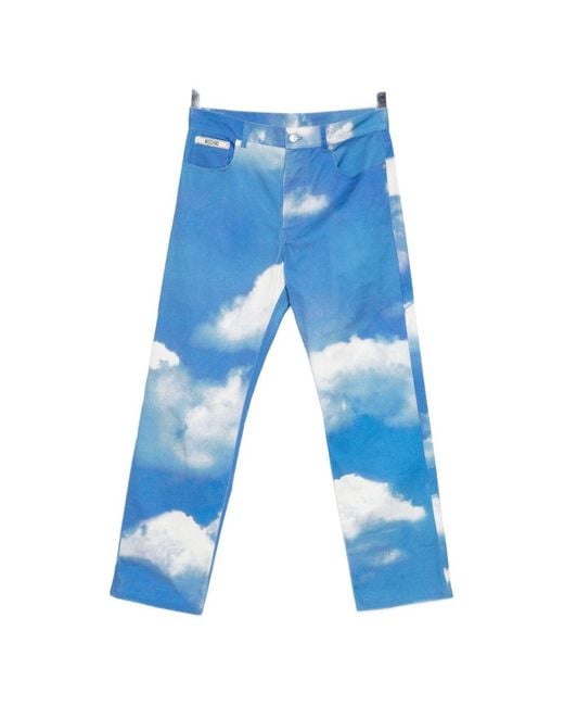 Moschino Blue Cloud-Print Jeans for men
