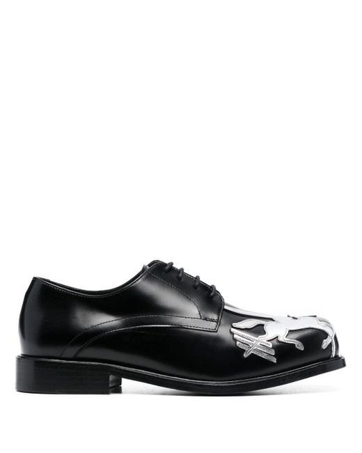 STEFAN COOKE Black Pegasus Laser-cut Derby Shoes for men