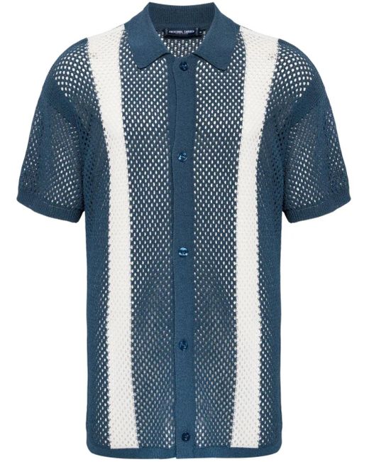 Frescobol Carioca Blue Castillo Crochet-Knit Shirt for men