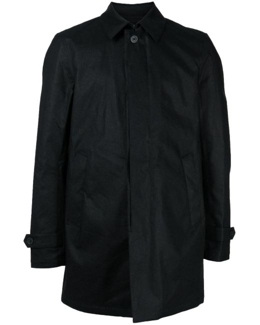 Herno Black Plain Linen Shirt Jacket for men