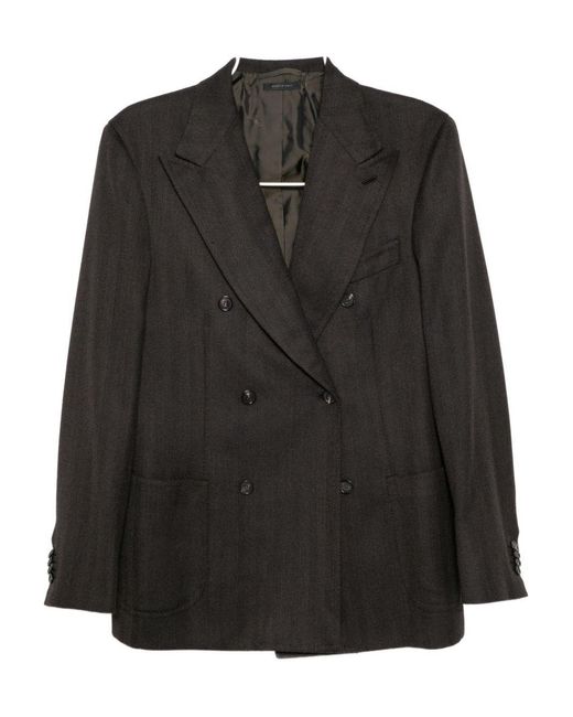 Brioni Black Double-Breasted Blazer for men