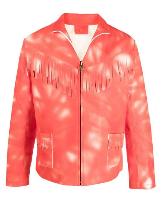 ERL Pink Tie Dye-Print Leather Jacket for men
