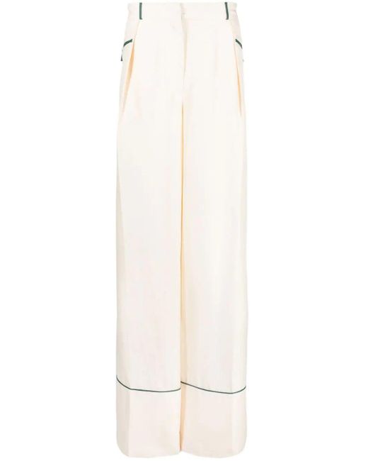 Bally White Contrast-piping Silk Pyjama Trousers for men