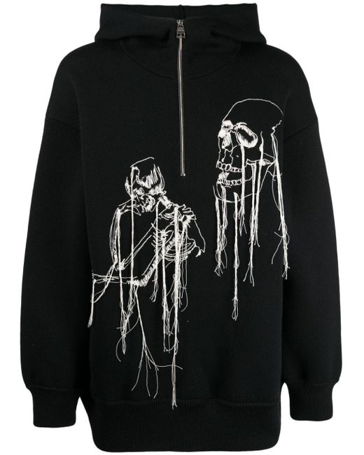 Alexander McQueen Black Skull-print Knitted Hoodie for men