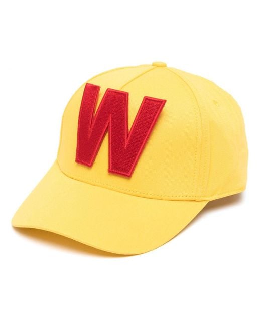 Walter Van Beirendonck W-appliqué Cotton Cap in Yellow for Men