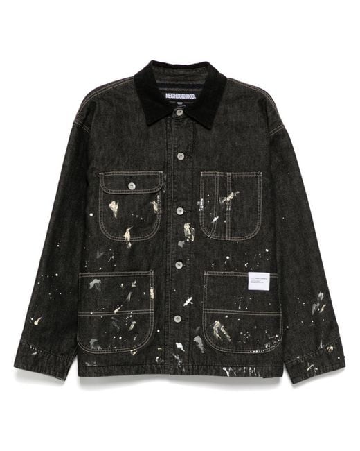 Neighborhood Black Corduroy-Collar Washed-Coverall Jacket for men