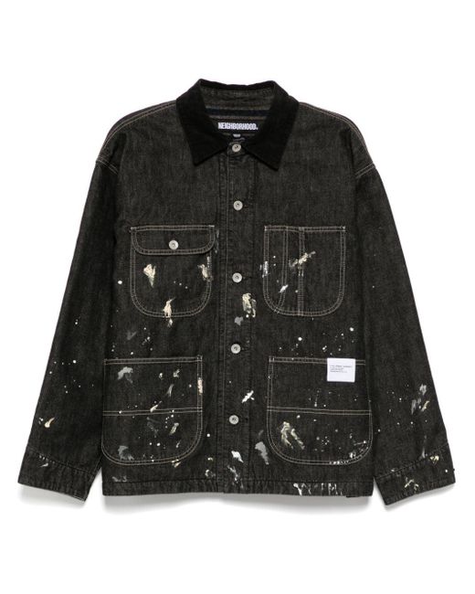 Neighborhood Men's Black Corduroy-Collar Washed-Coverall Jacket